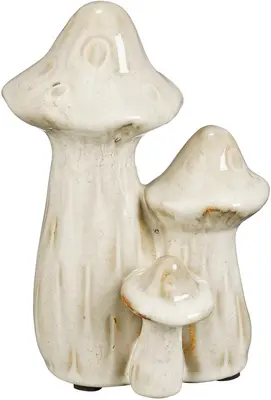 Mica Decorations vaas keramiek paddestoel 12.5x9x17cm off white