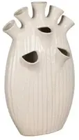 Mica Decorations vaas keramiek saul 25x15.5x42cm creme - afbeelding 1