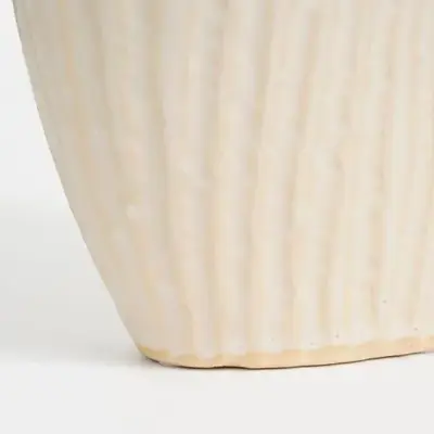 Mica Decorations vaas keramiek saul 25x15.5x42cm creme - afbeelding 3