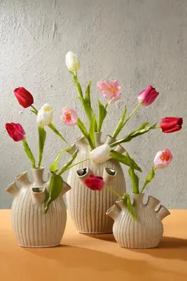 Mica Decorations vaas keramiek saul 26x14x30.5cm creme - afbeelding 4