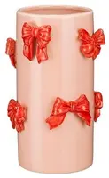 Mica Decorations vaas keramiek strik 14x22.5cm oranje - afbeelding 1