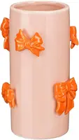 Mica Decorations vaas keramiek strik 14x22.5cm oranje - afbeelding 2