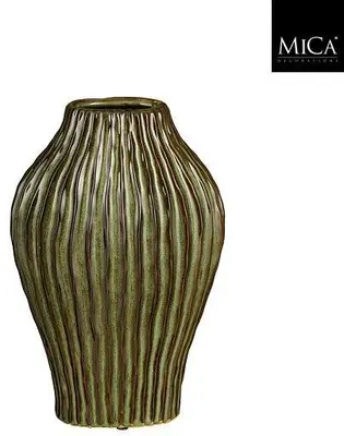 Mica Decorations vaas keramiek timo 24x32cm groen - afbeelding 3