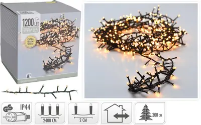 Microcluster kerstboomverlichting 1200 LED extra warm wit 24 meter - afbeelding 1