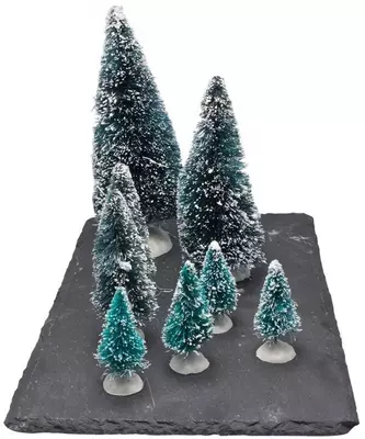 Mini kerstboompjes 8 stuks (geen Lemax) - afbeelding 1