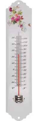 Muurthermometer metaal bloem h30cm