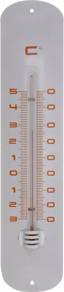 Muurthermometer metaal wit h30cm