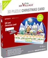 My Village 3d puzzel kerstkaart kerstdorp led 15x6x10 cm - afbeelding 1