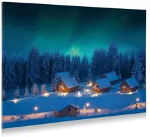 My Village Achtergrond canvas led noorderlicht 76x56 cm - afbeelding 3
