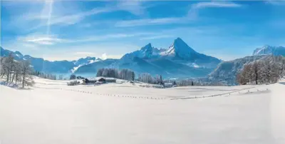 My Village Achtergrond doek alpen 150x75 cm - afbeelding 1