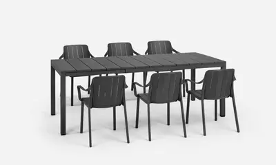 Nardi diningset rio 140/210 tiberina antraciet