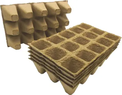 Nature afbreekbare Biopottrays, 4x4x5cm, 6x15st - afbeelding 1