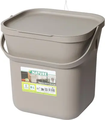 Nature keukencompostbak 25.4x21.9x24.6cm taupe - afbeelding 1