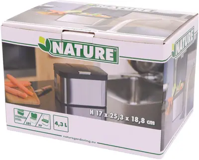 Nature keukencompostbak rvs 25.3x18.8x17cm - afbeelding 1