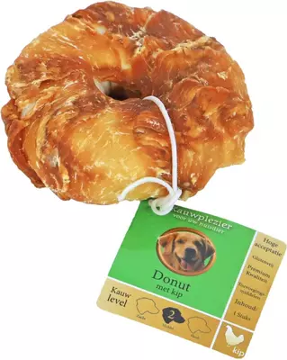 Natuurlijke snack kip, donut met kip, 9 cm met label