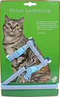 Nylon kattentuig met lijn en stiksel, lichtblauw