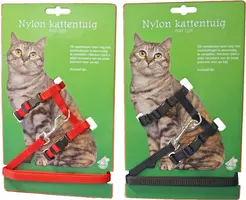Nylon kattentuig met lijn, rood - afbeelding 2