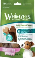 Onze Puppysnacks ondersteunen de orale gezondheid van uw puppy: ze zijn ontworpen om tandplak en tandsteen tegen te gaan. Verkrijgbaar in twee vormen waar uw puppy dol op zal zijn, en in twee maten. kopen?