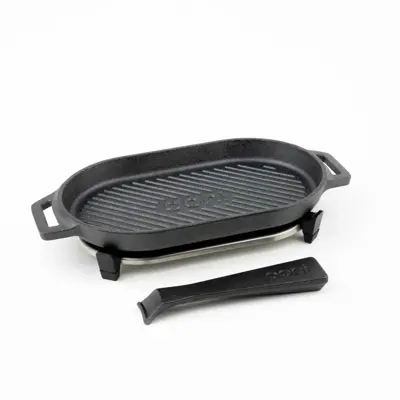 Ooni Grillpan 'grizzler' gietijzer 22cm met serveerplank - afbeelding 2