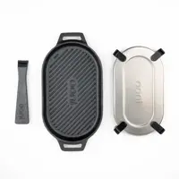 Ooni Grillpan 'grizzler' gietijzer 22cm met serveerplank - afbeelding 3