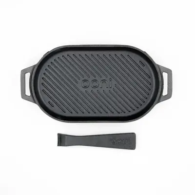 Ooni Grillpan 'grizzler' gietijzer 22cm met serveerplank - afbeelding 4