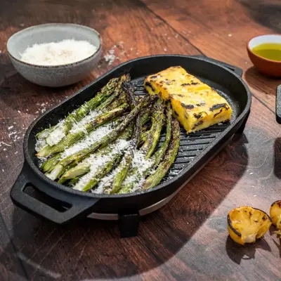 Ooni Grillpan 'grizzler' gietijzer 22cm met serveerplank - afbeelding 5