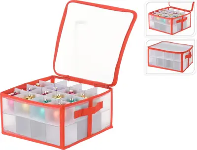Opbergbox vierkant transparant, rood 