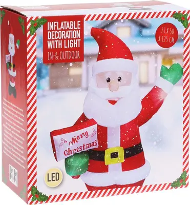 Opblaasbare kerstman met LED-verlichting 125cm - afbeelding 1