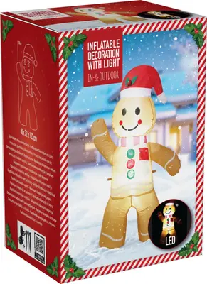 Opblaasbare peperkoekman met LED-verlichting 123cm - afbeelding 2