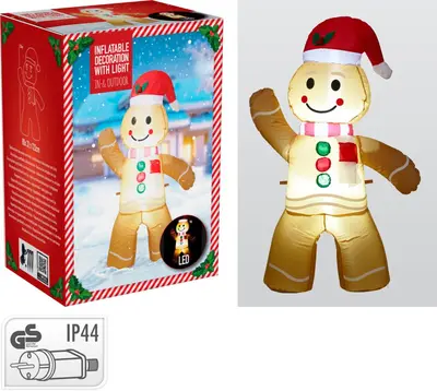 Opblaasbare peperkoekman met LED-verlichting 123cm - afbeelding 4