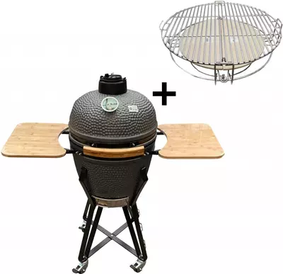 Own Grill kamado barbecue large met multi rooster mat zwart - afbeelding 1