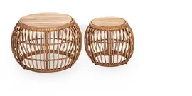 Own Living bijzettafel set delina teak bamboo - afbeelding 1