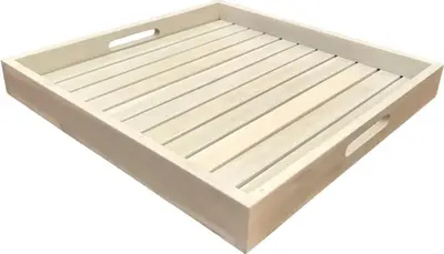 Own Living dienblad hout  70x50x6cm white wash - afbeelding 1