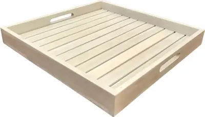 Own Living dienblad hout vierkant 60x60x6cm white wash - afbeelding 1