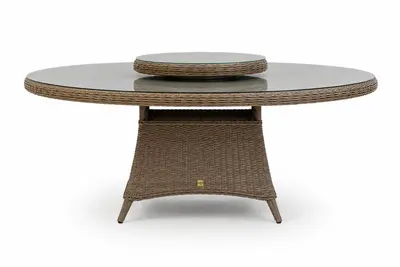 Own Living dining tuintafel ferro incl. lazy susan draaiplateau 150x78cm mexican sand - afbeelding 1
