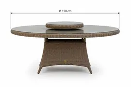 Own Living dining tuintafel ferro incl. lazy susan draaiplateau 150x78cm mexican sand - afbeelding 2