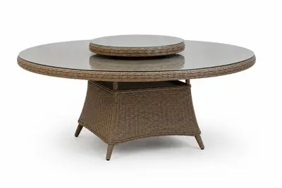 Own Living dining tuintafel ferro incl. lazy susan draaiplateau 150x78cm mexican sand - afbeelding 3
