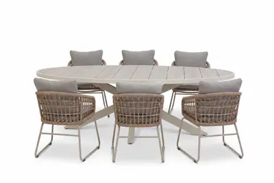 Own Living diningset amiens/videl 241 latte - afbeelding 1