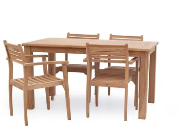 Own Living diningset dennis moniq teak - afbeelding 1