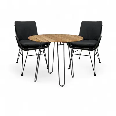 Own Living diningset jara teak charcoal - afbeelding 1