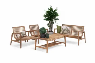 Own Living stoel-bank loungeset buton teak - afbeelding 1