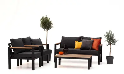 Own Living stoel-bank loungeset camino zwart - afbeelding 1