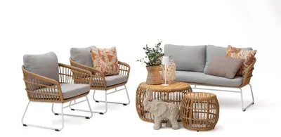 Own Living stoel-bank loungeset delina bamboo