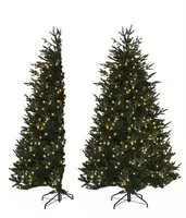 Own Tree Irish pine grote halve kunstkerstboom met verlichting h240x70cm groen - afbeelding 1