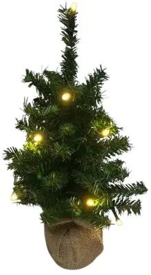 Own Tree verlichte kunstkerstboom in juten zak 30cm - afbeelding 1