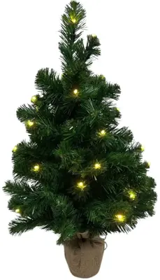 Own Tree verlichte kunstkerstboom in juten zak 45cm - afbeelding 1