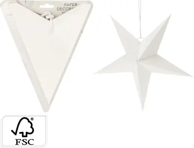 Papieren kerst ornament ster 45cm wit - afbeelding 4