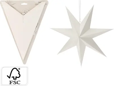 Papieren kerst ornament ster 60cm wit - afbeelding 4