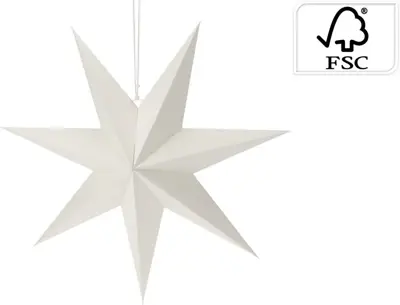 Papieren kerst ornament ster 60cm wit - afbeelding 1