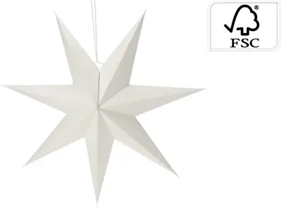 Papieren kerst ornament ster 75cm wit - afbeelding 1